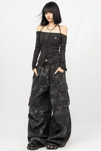 American Spice Girl One-Shoulder Long Sleeve Top