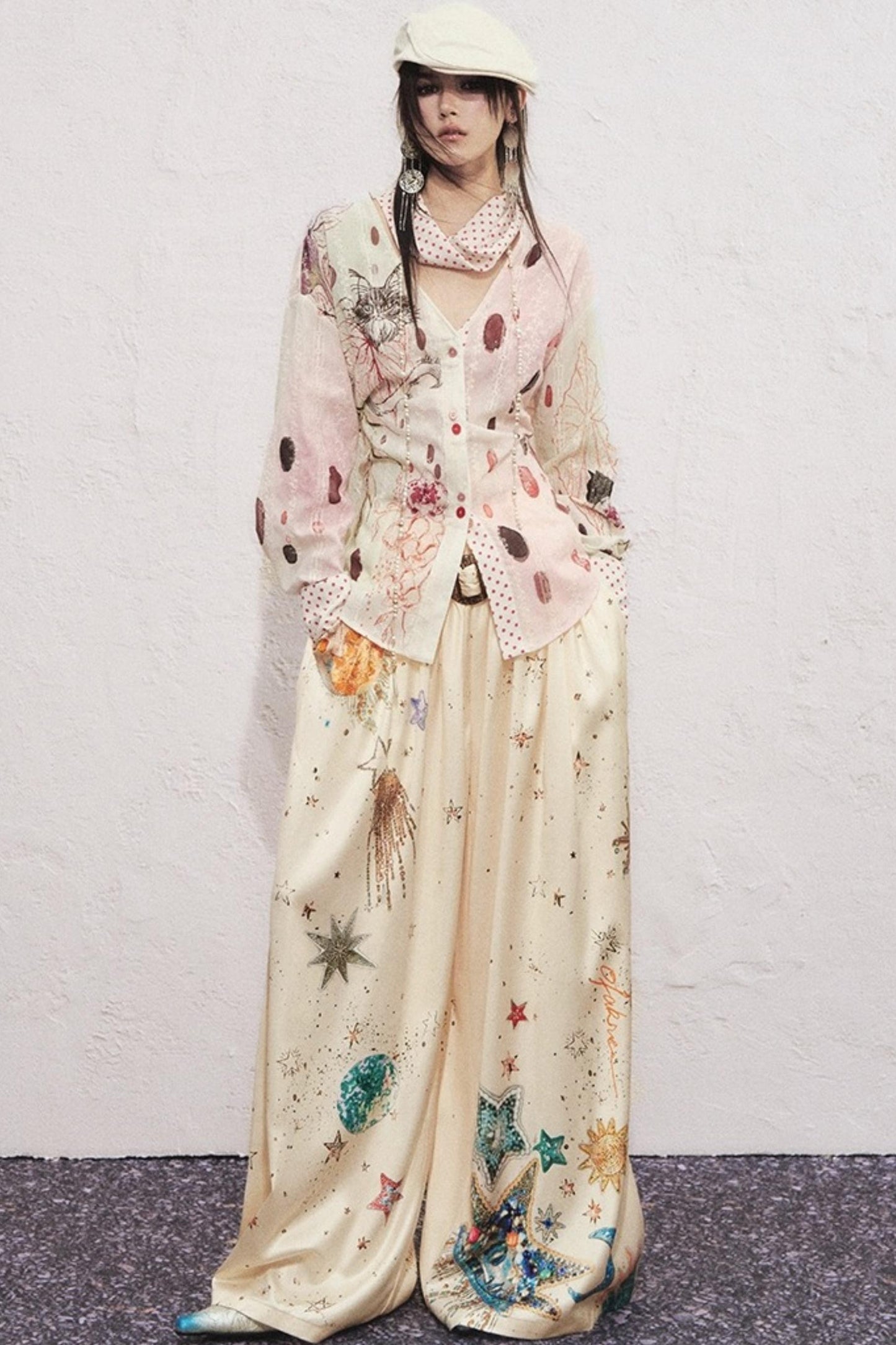 Pleated Sky Wide-Leg Pants