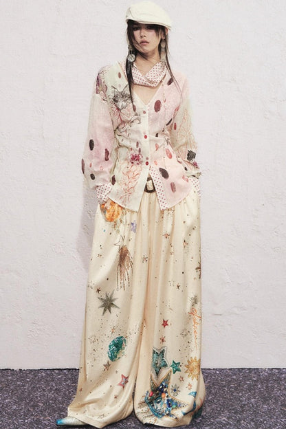 Pleated Sky Wide-Leg Pants