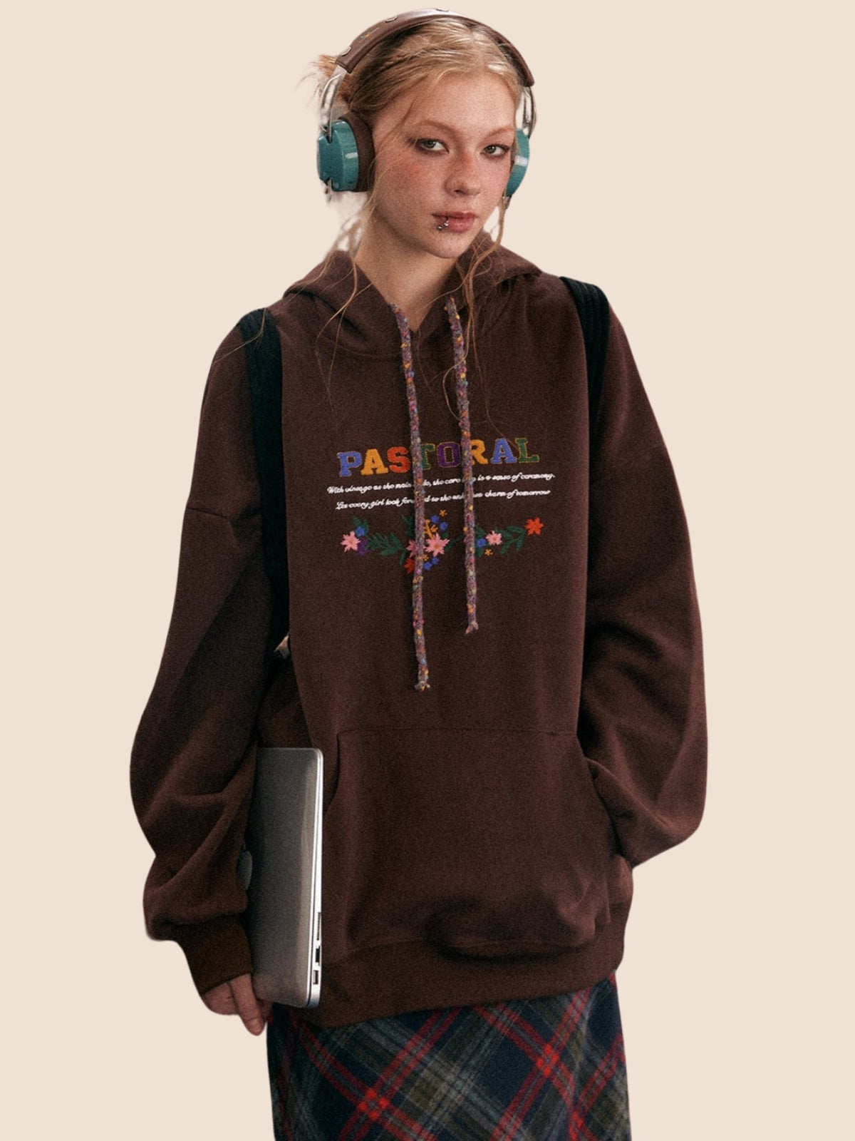 Vintage Embroidered Hooded Sweatshirt