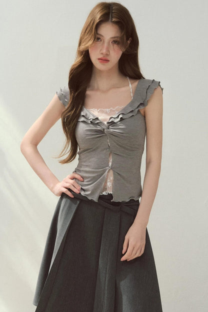 Two-Tone Ruffled Blouse