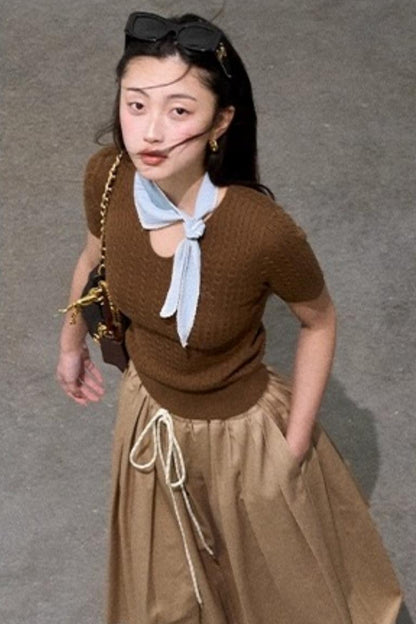 Soft Wool V-Neck Knit Top