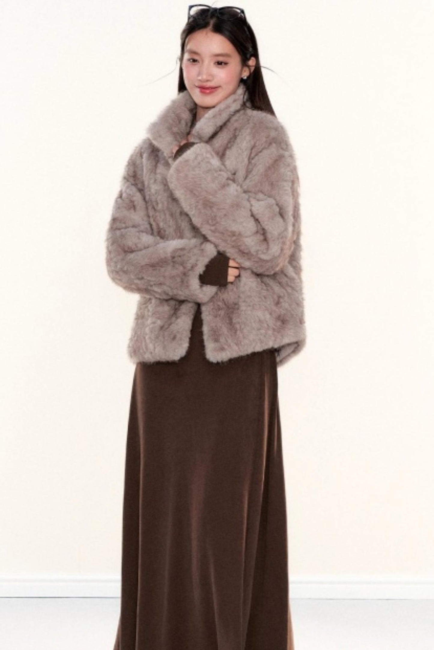 Stand-Up Collar Fur Coat
