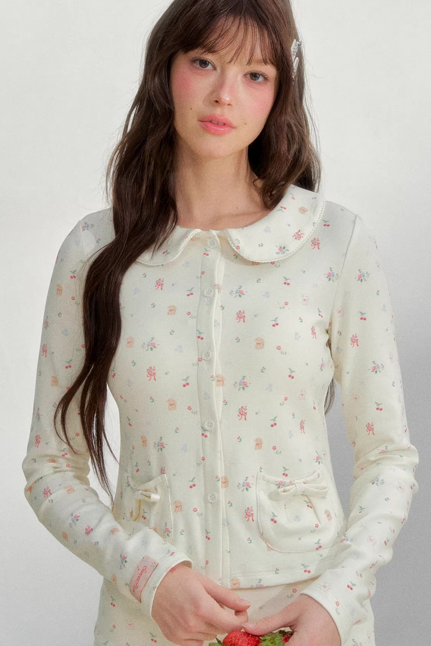 Printed Doll Collar Blouse Set-Up