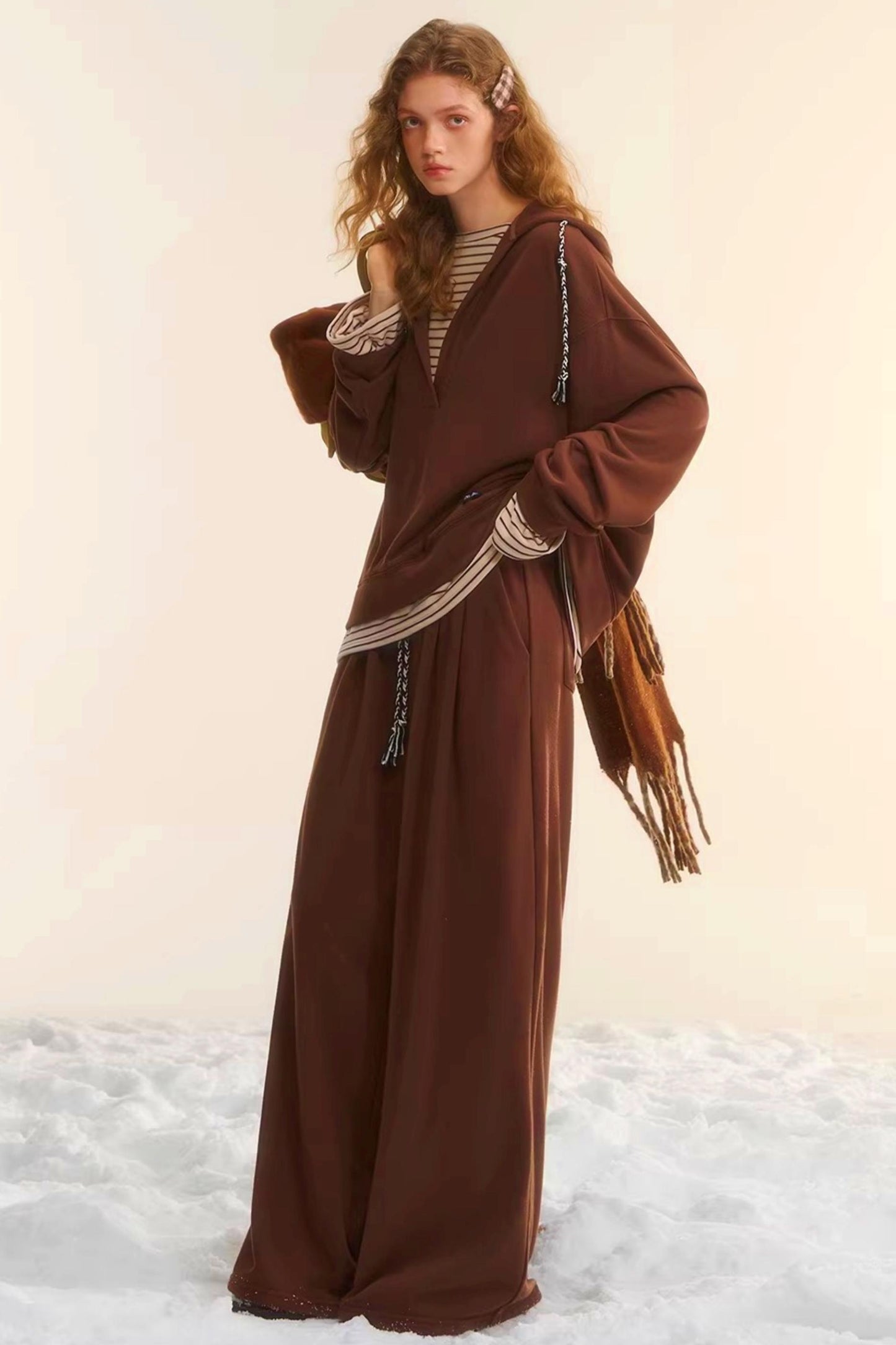 Retro Striped Patchwork Sweatshirt Set-Up