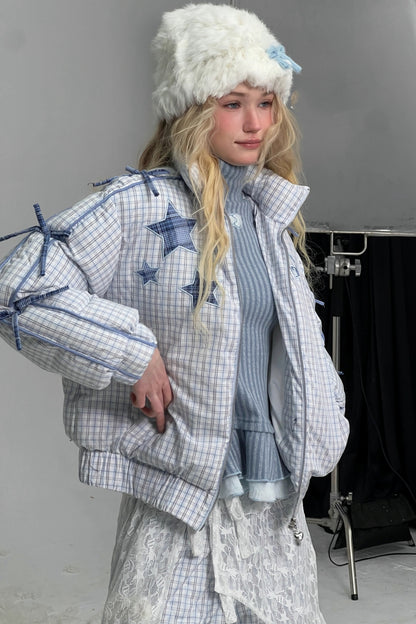 Blue Plaid Padded Jacket