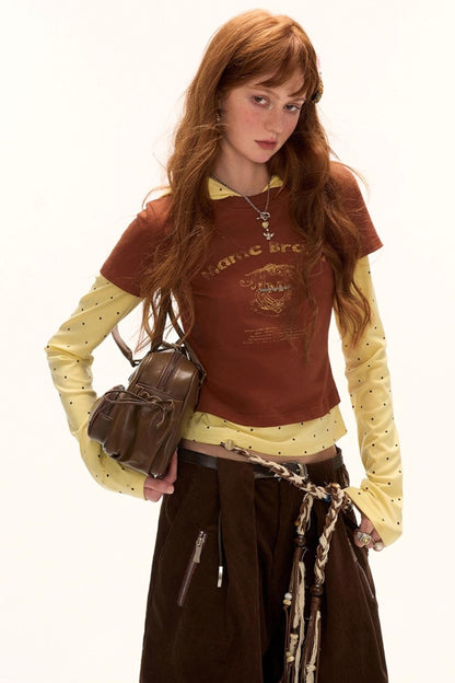 Unique Polka Dot Hooded Long Sleeve T-Shirt