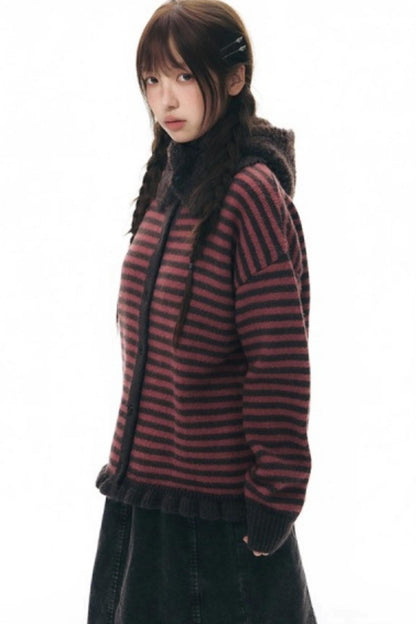 Knit Button Neck Snood Style Hat