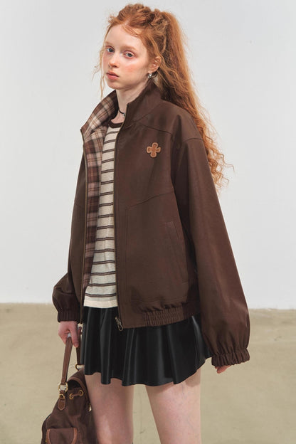 Vintage Reversible Stand-Up Collar Jacket