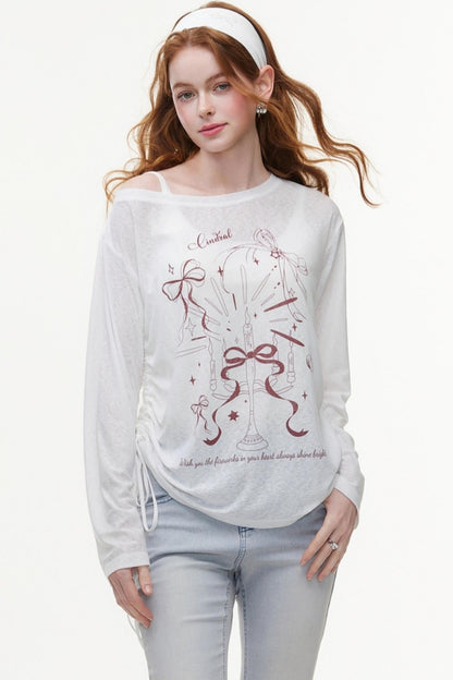 Casual Knit Fabric Graphic T-Shirt