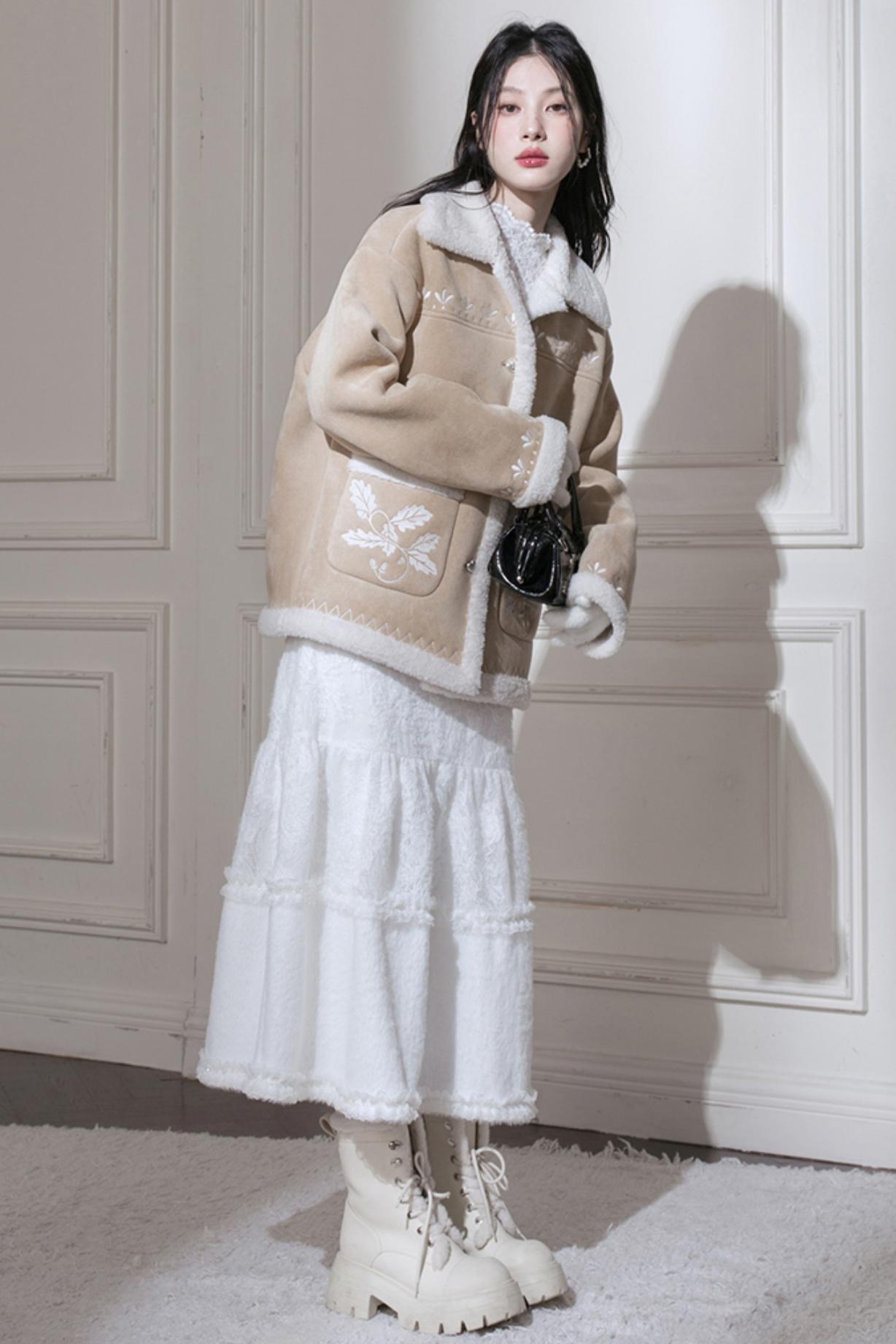 Warm Suede Embroidery Jacket