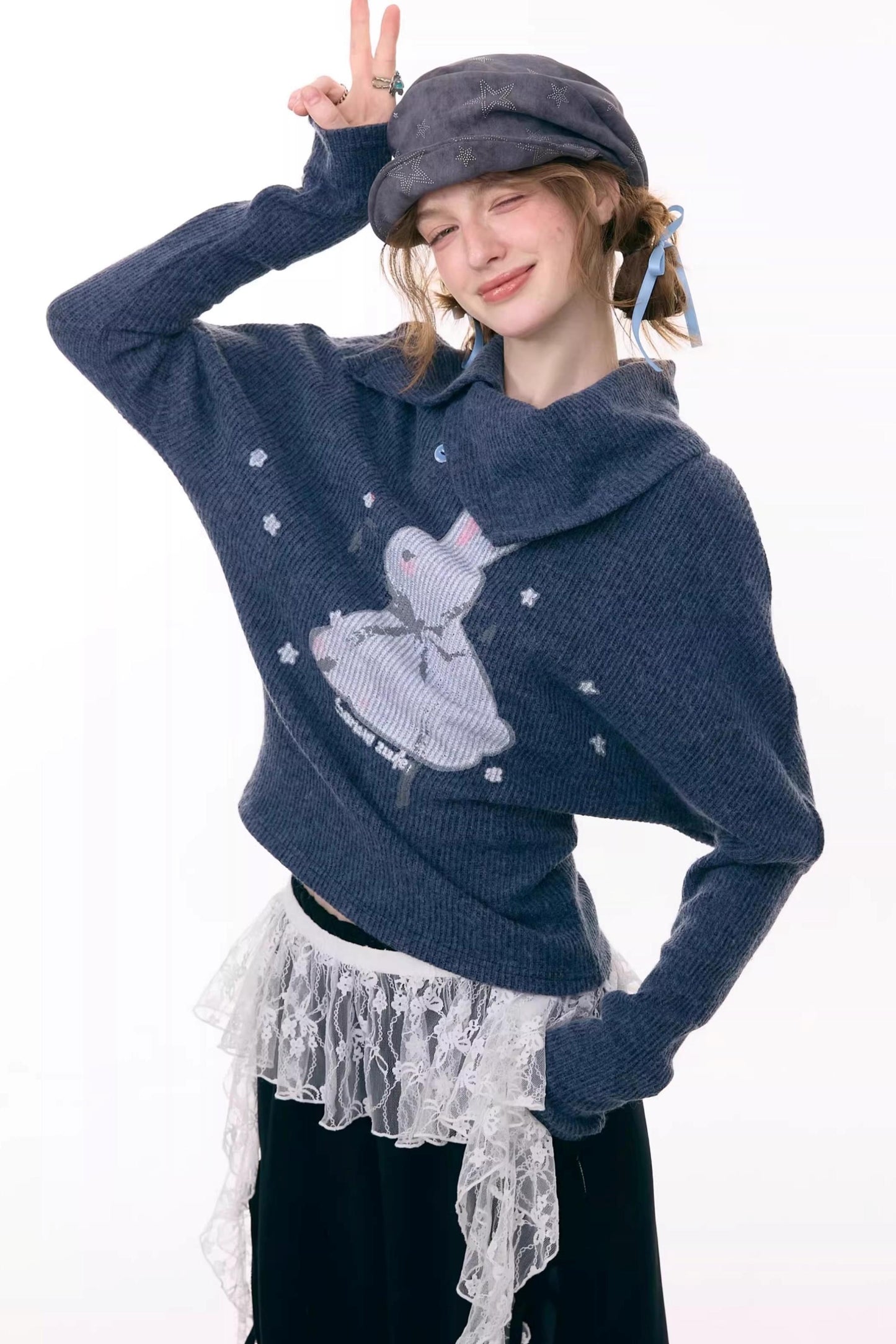 Rabbit Print Knitted Top