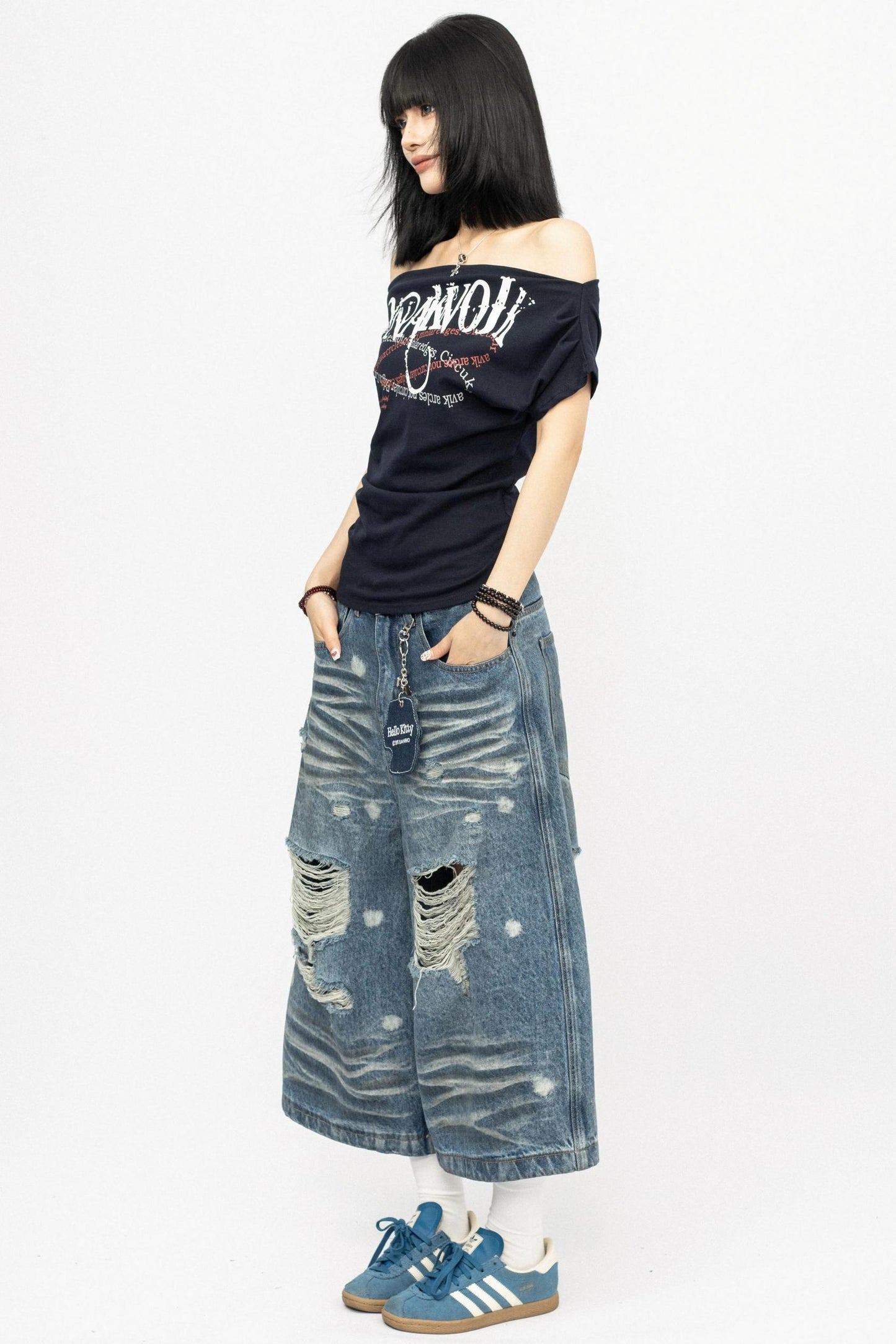 Summer Shoulder Letters T-Shirt