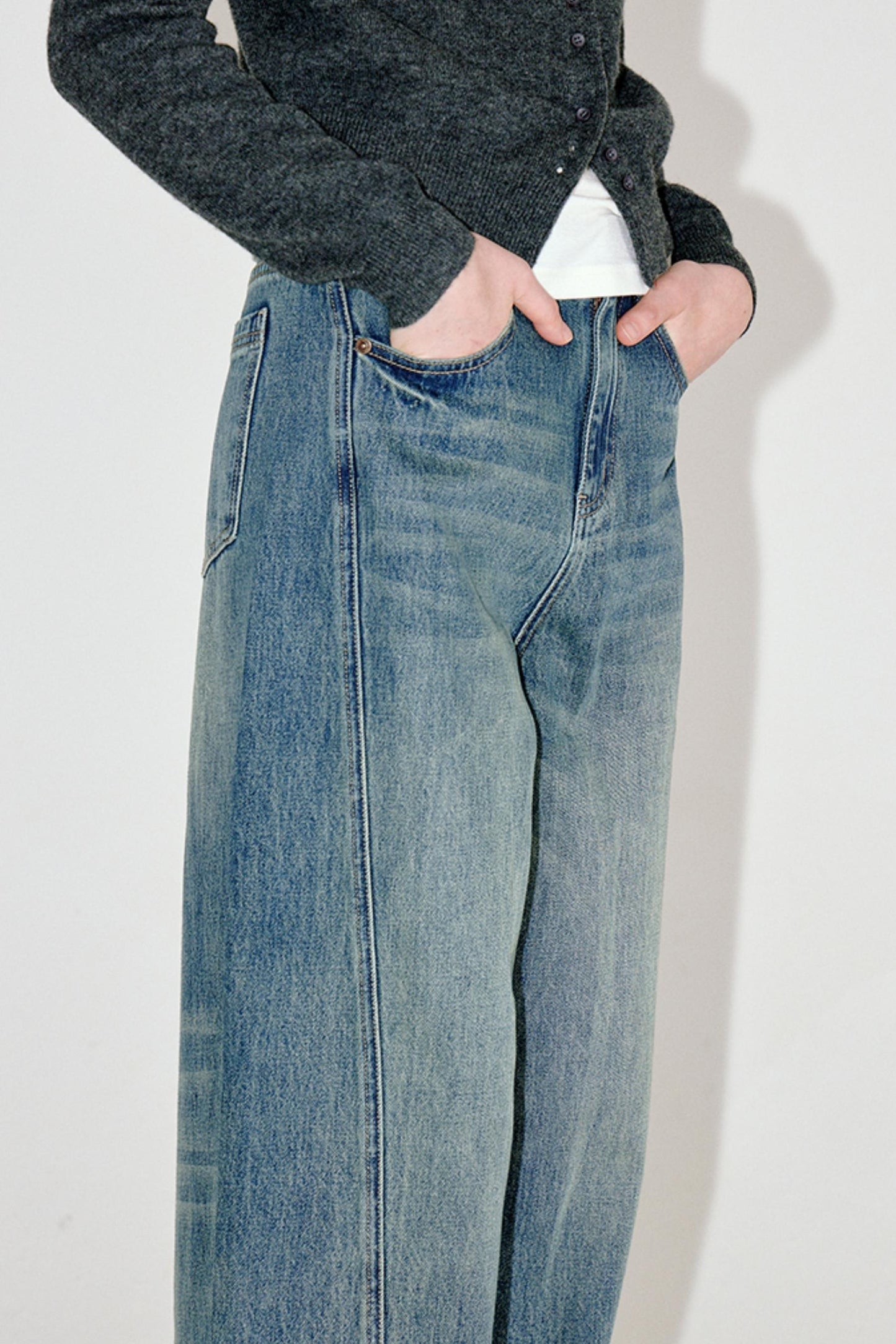 Retro Distressed Denim Pants