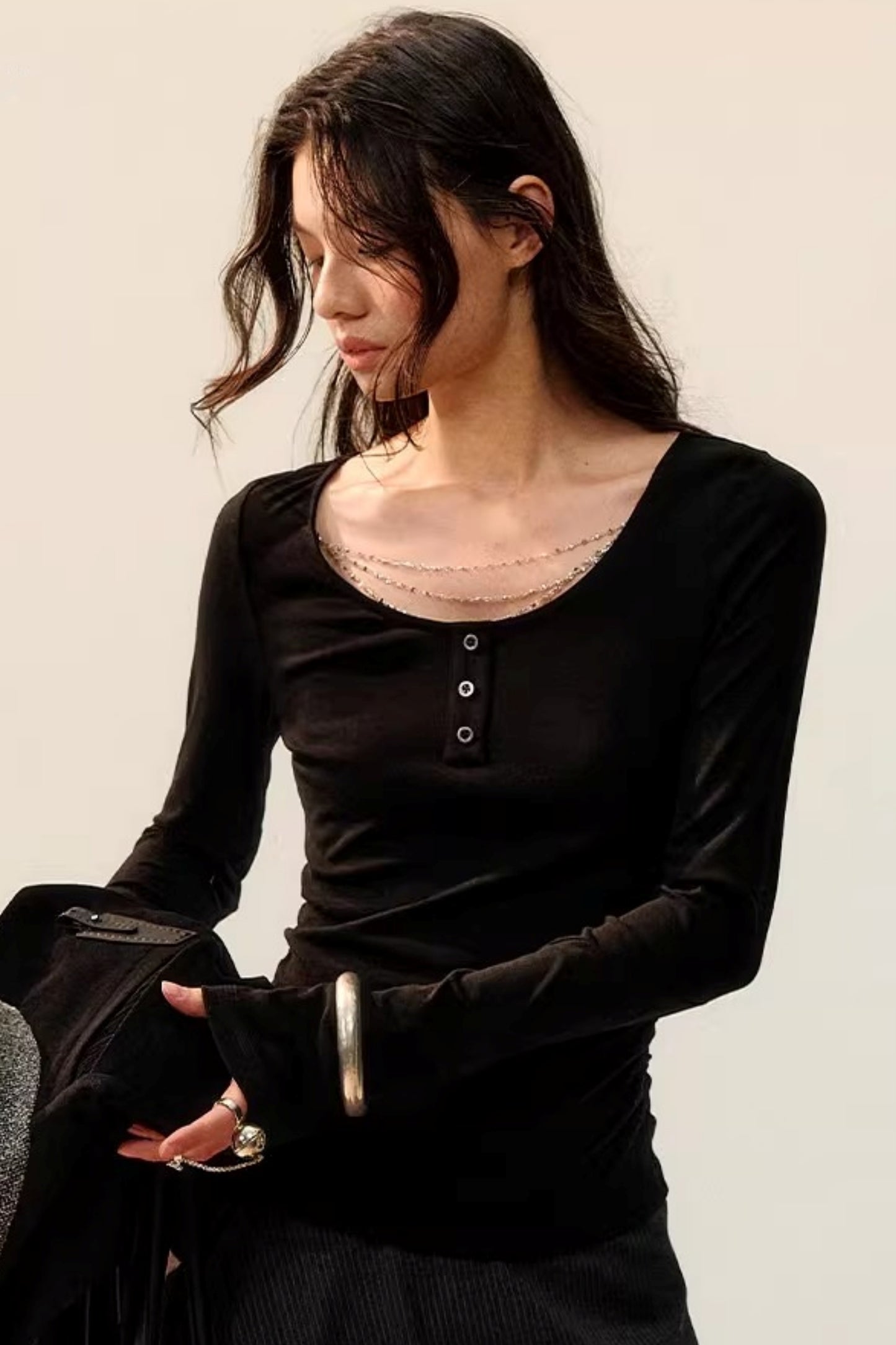 Silberketten-Slim-Fit-T-Shirt