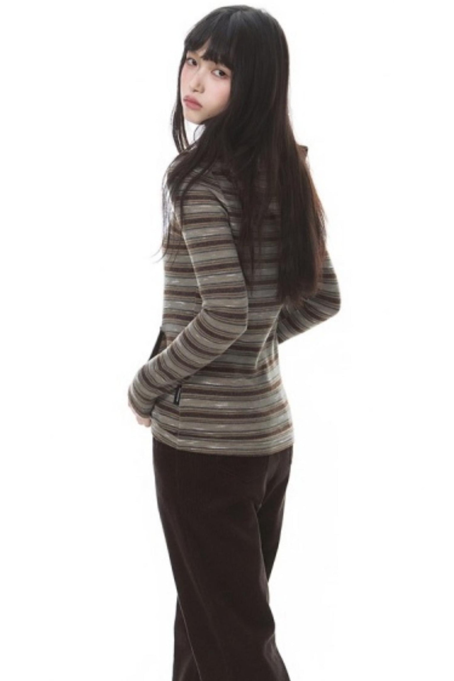 Striped Slimming Stretch Hoodie