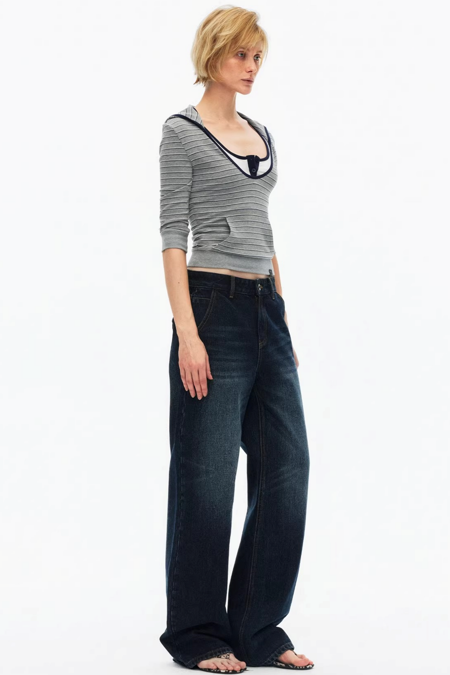 Color-Blocked Hooded Knitted Top