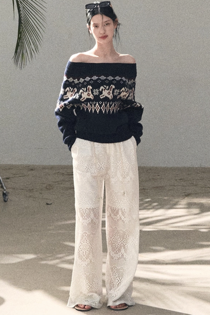 Sheep Wool Fair Isle Sweater