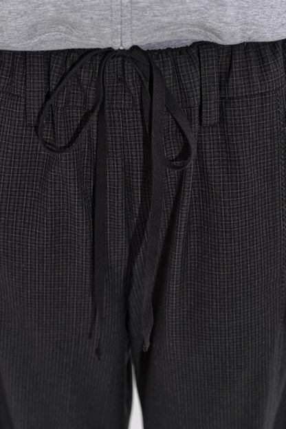 Minimalist Drawstring Waist Plaid Pants