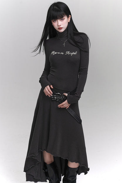 Elegant Gray Black Gothic Dress