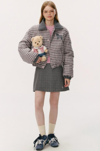 Contrast Plaid Bread Jacket