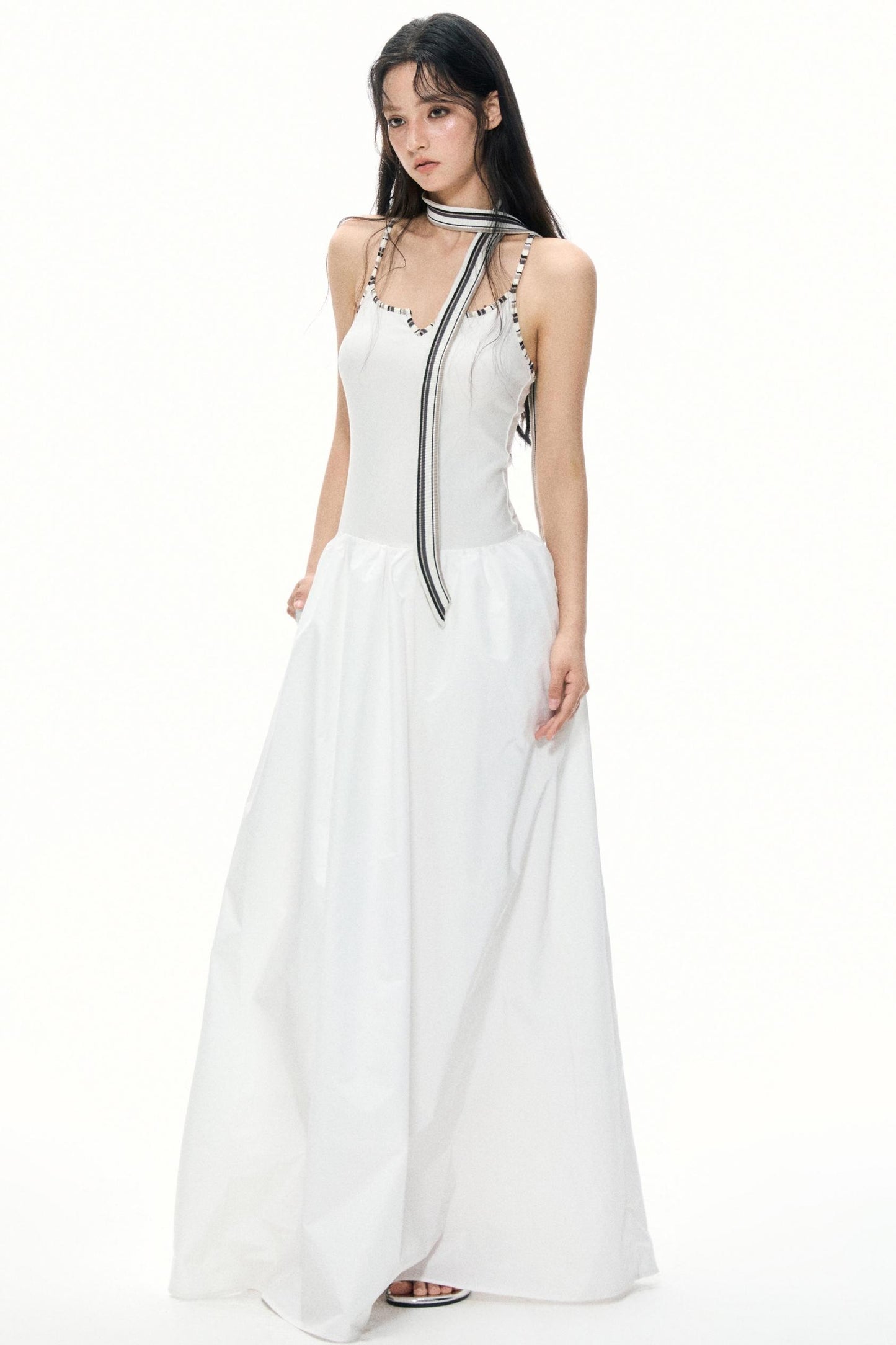 Summer White Halter Maxi Dress