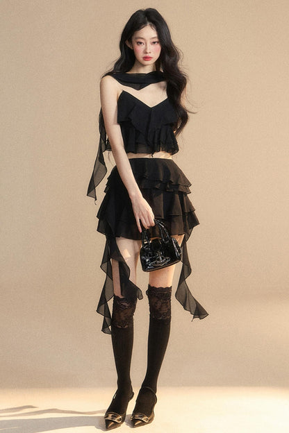 Luxury Halter With Skirt Set-Up