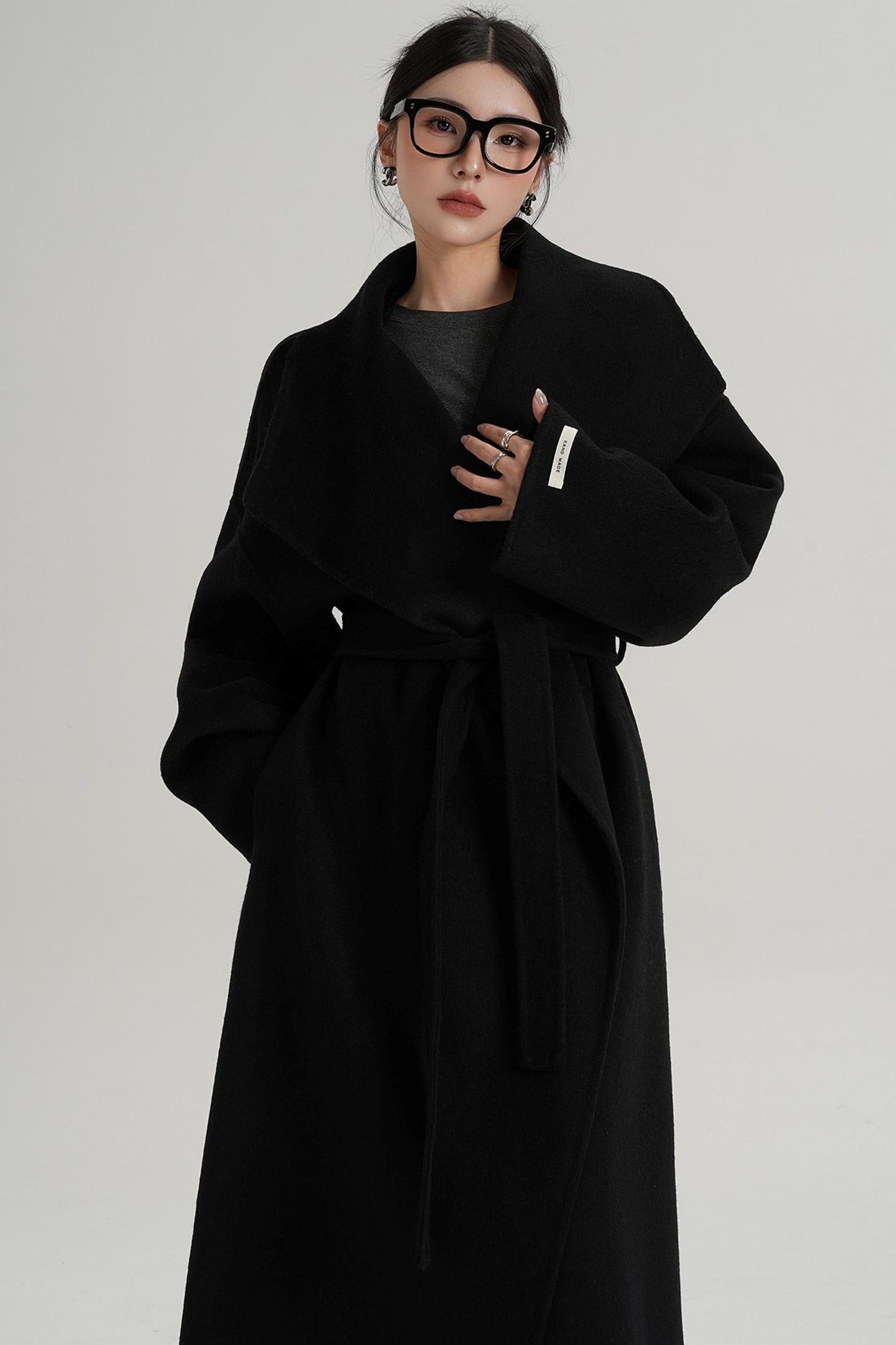 Large Lapel Long Wool Coat