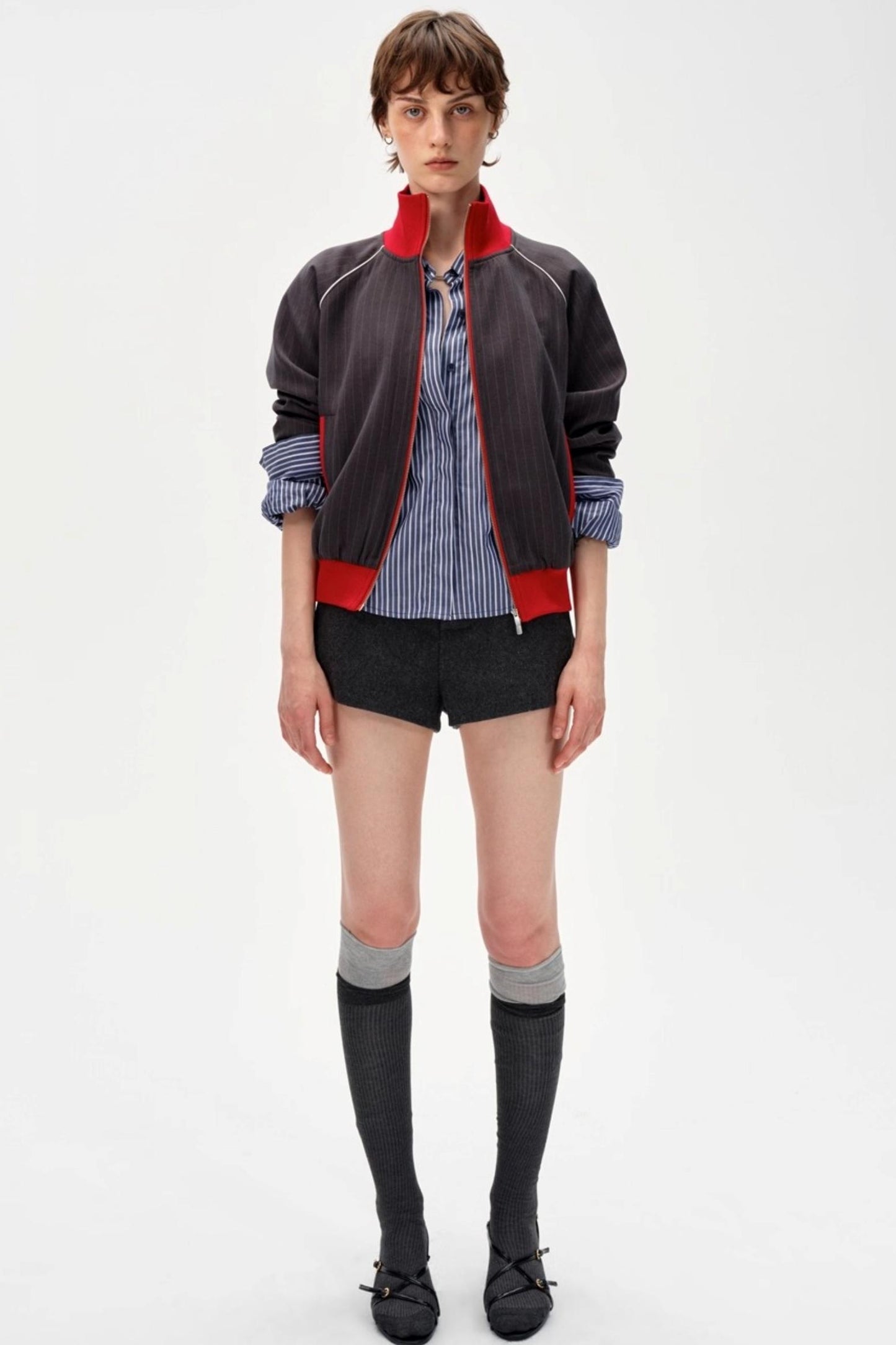 Retro Double Zipper Slim Jacket