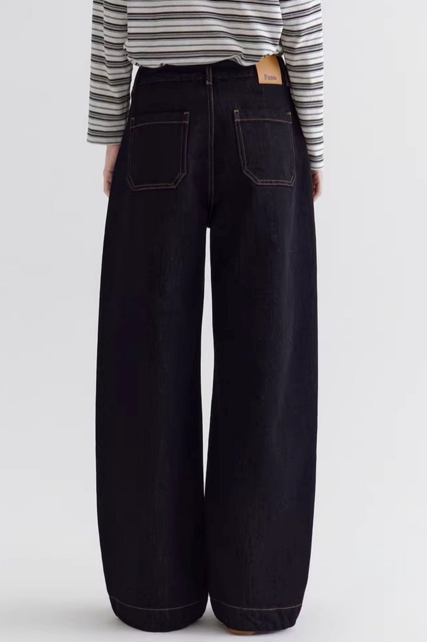 Color-Blocking Drape Denim Pants