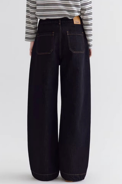 Color-Blocking Drape Denim Pants