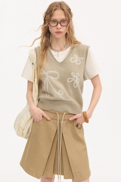 Dot Embroidery Knitted Vest