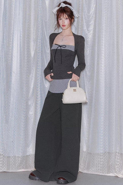 Color-Block Polka Dot Top Set-Up
