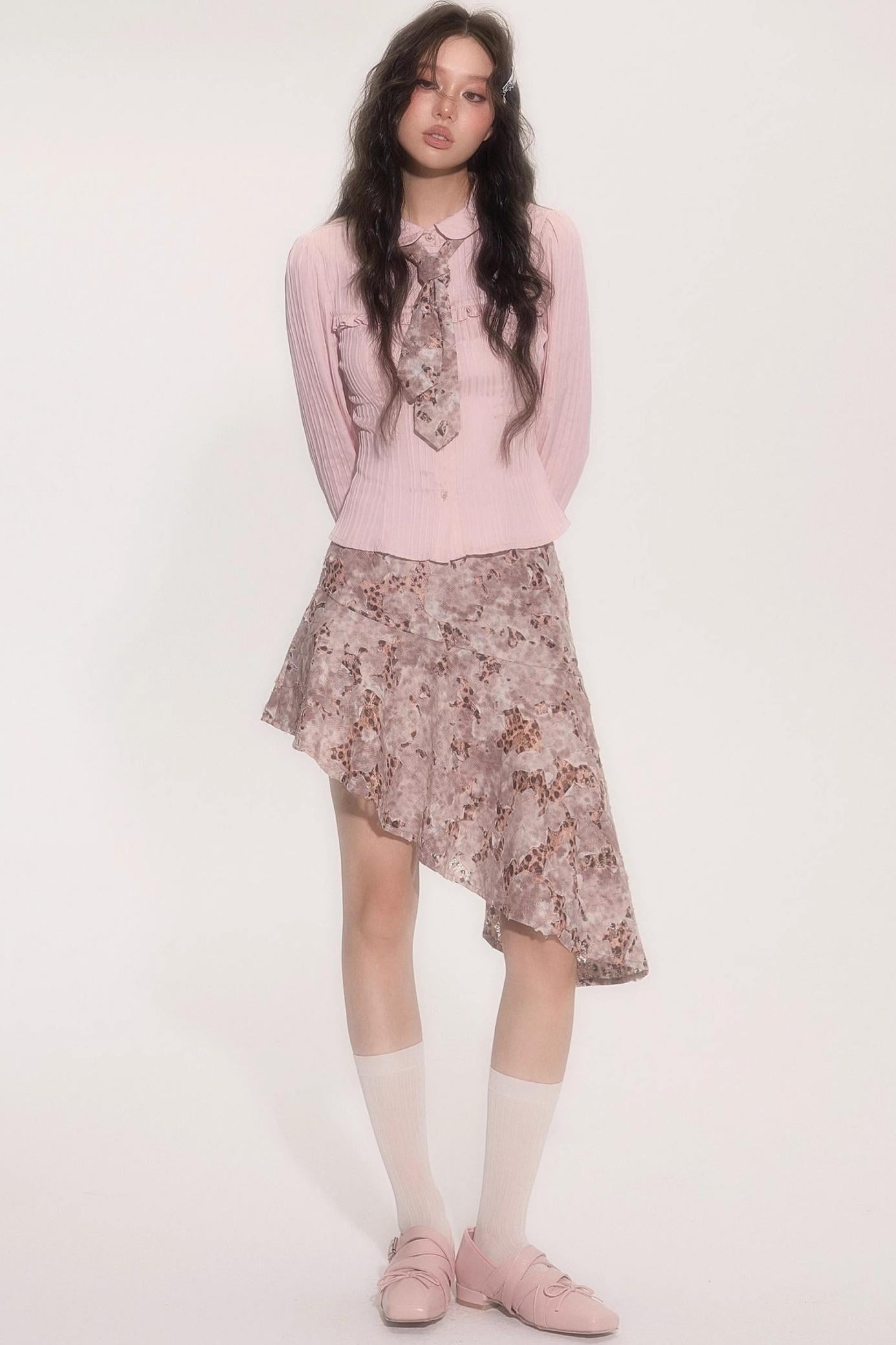 Vintage Doll Collar Shirt With Tie