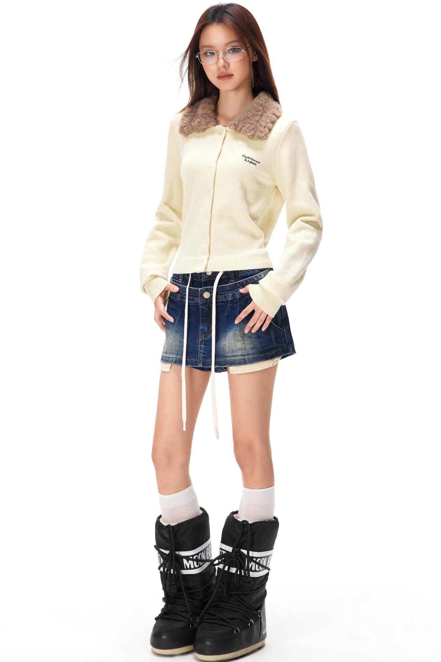 Retro Color-Block Fur Knit Sweater