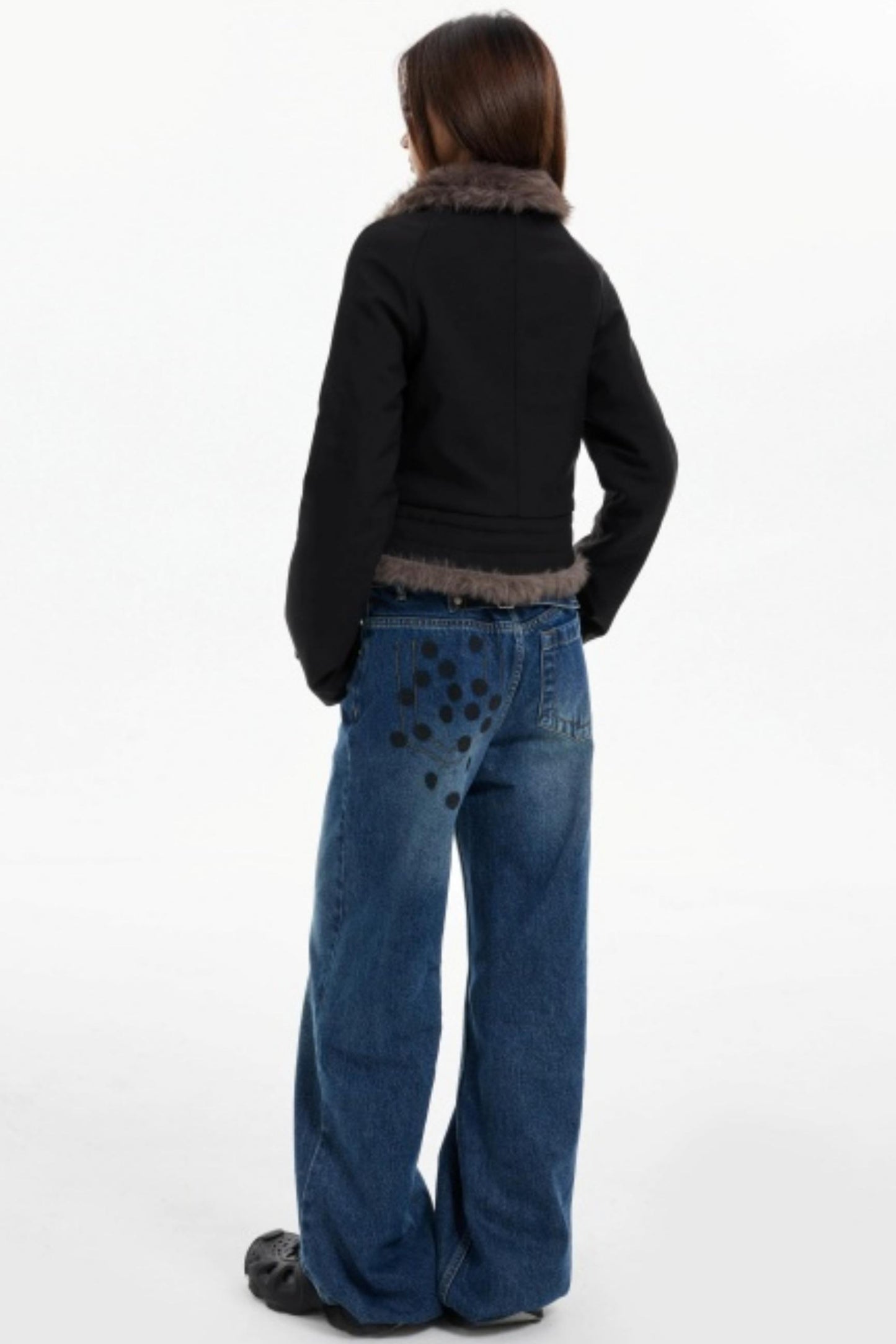 Plush Collar Slim Zippered Jacket