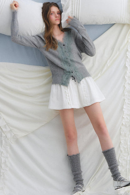 Lace Trim Patchwork Skirt