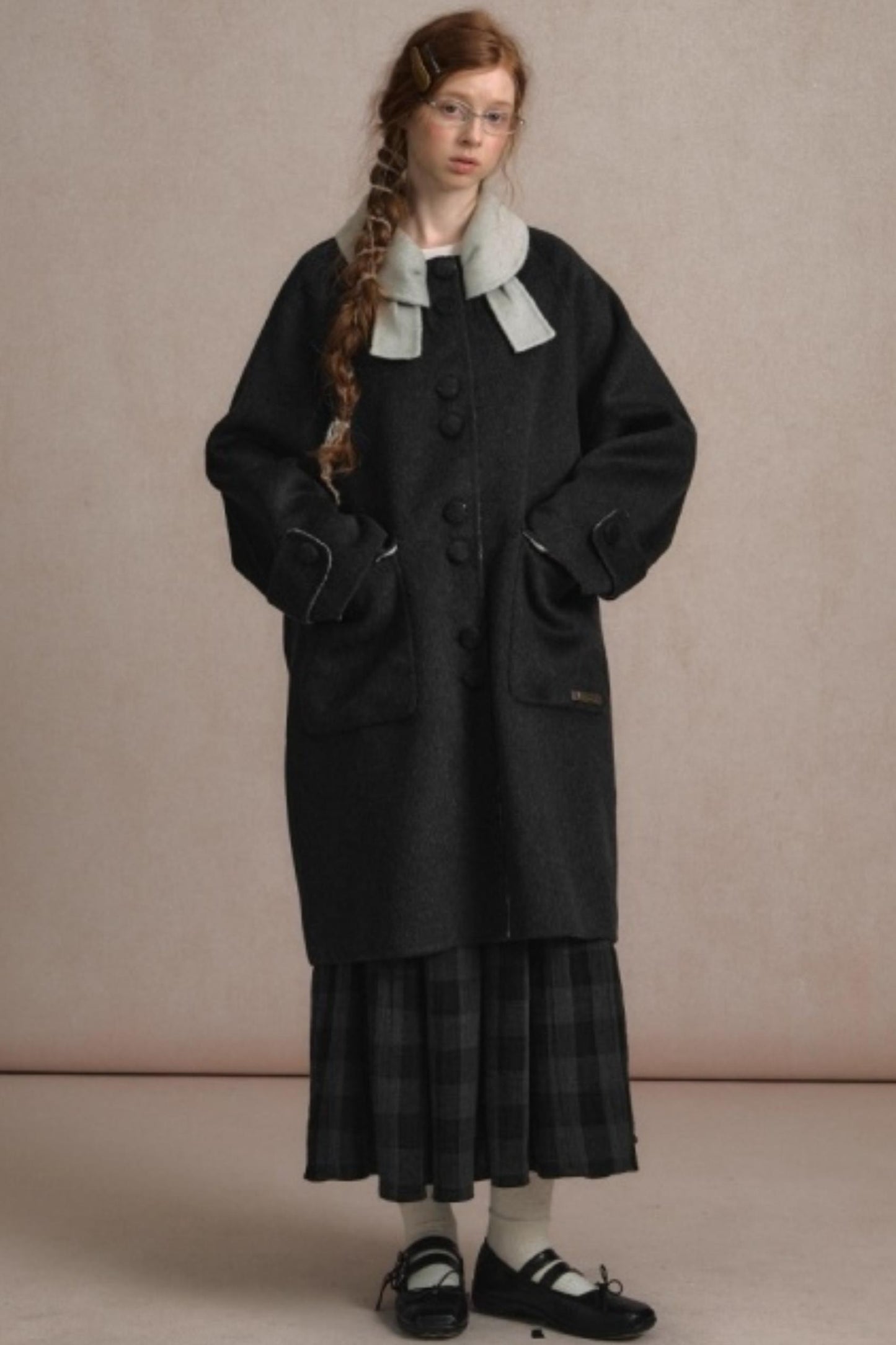 Retro Plaid High-Waisted Long Skirt