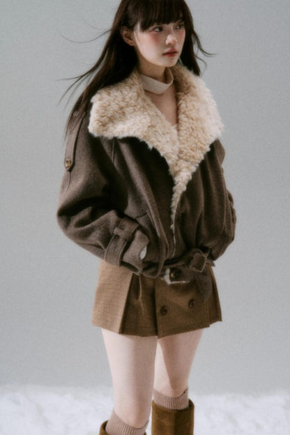 Romance Woolen Fur Collar Coat