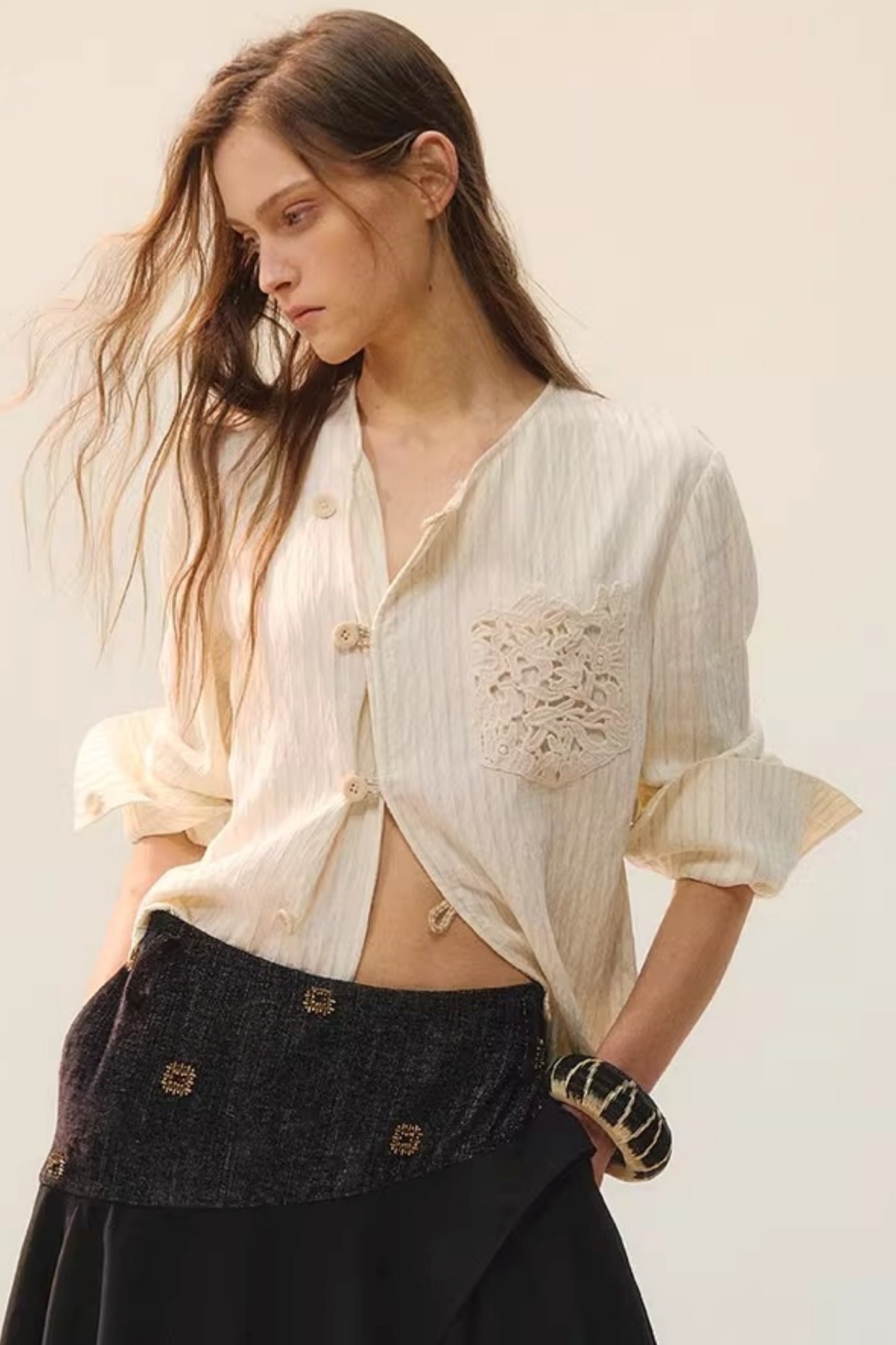 Moon Cage Linen Blouse