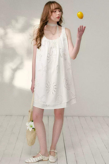 White Hollow A-Line Dress