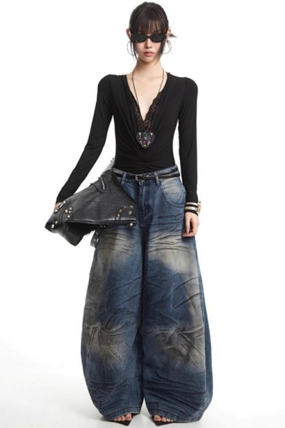 Lace Splicing V-Neck Top