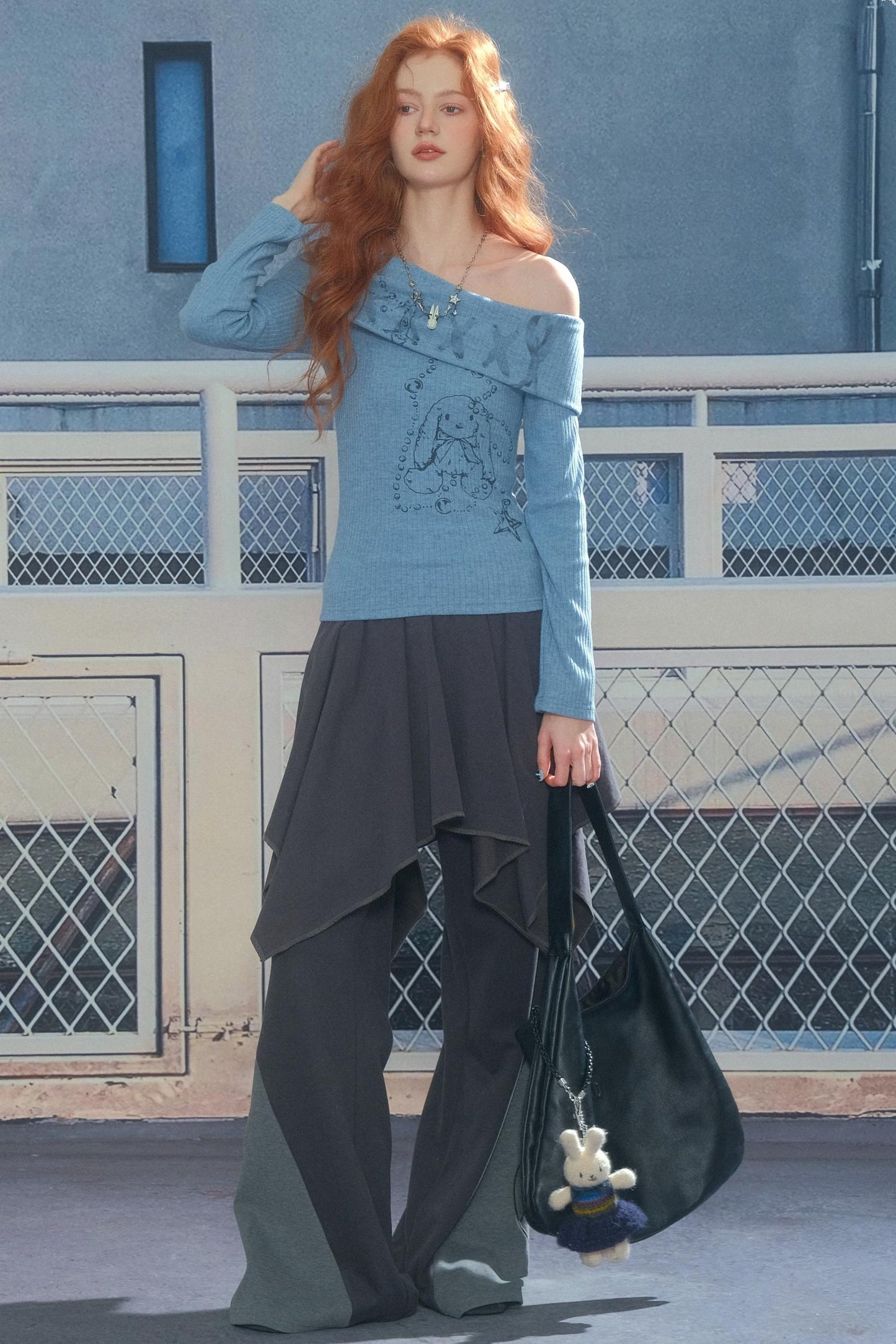 American Rabbit Print Knitted Top