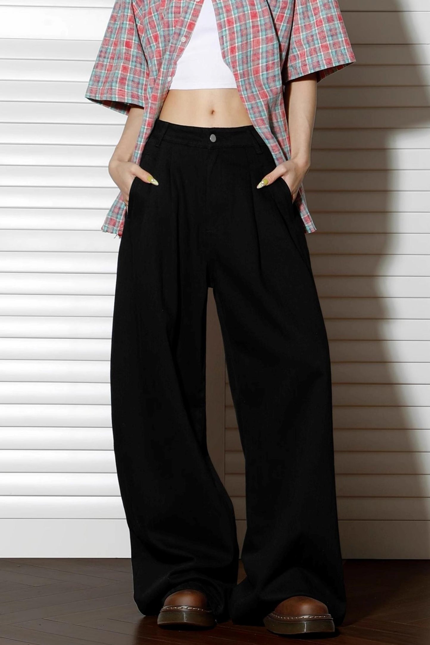 Blue Slouchy Wide Leg Pants
