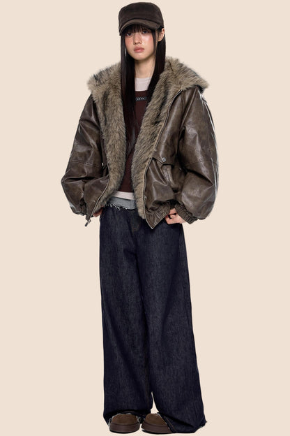 Vintage Fur Hooded Jacket