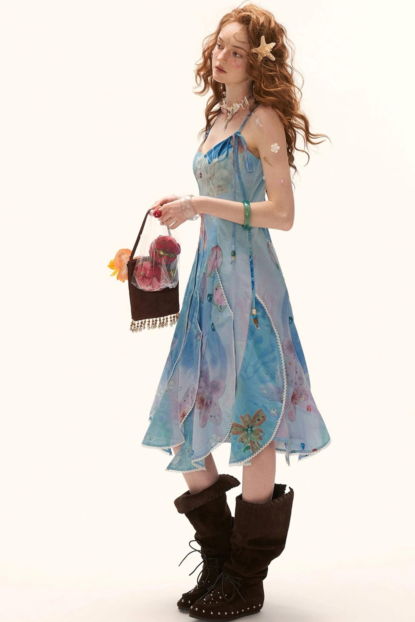 Blue Sea Floral Layered Dress