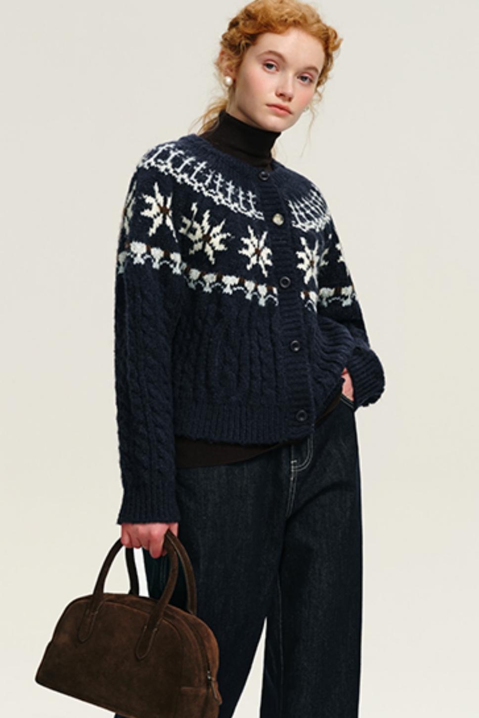 Soft Fair Isle Wool Sweater Cardigan