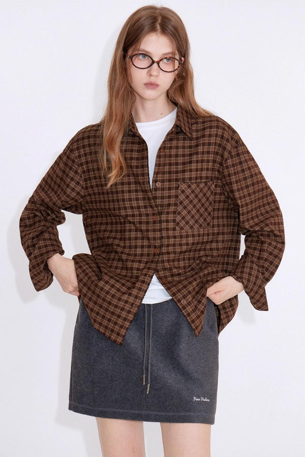 Autumn Embroidery Plaid Shirt