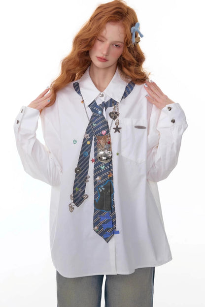 Retro Design Tie Print Shirt