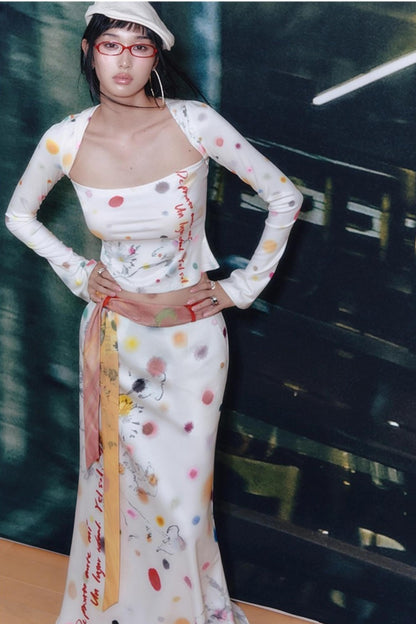 White Polka Dot A-line Skirt